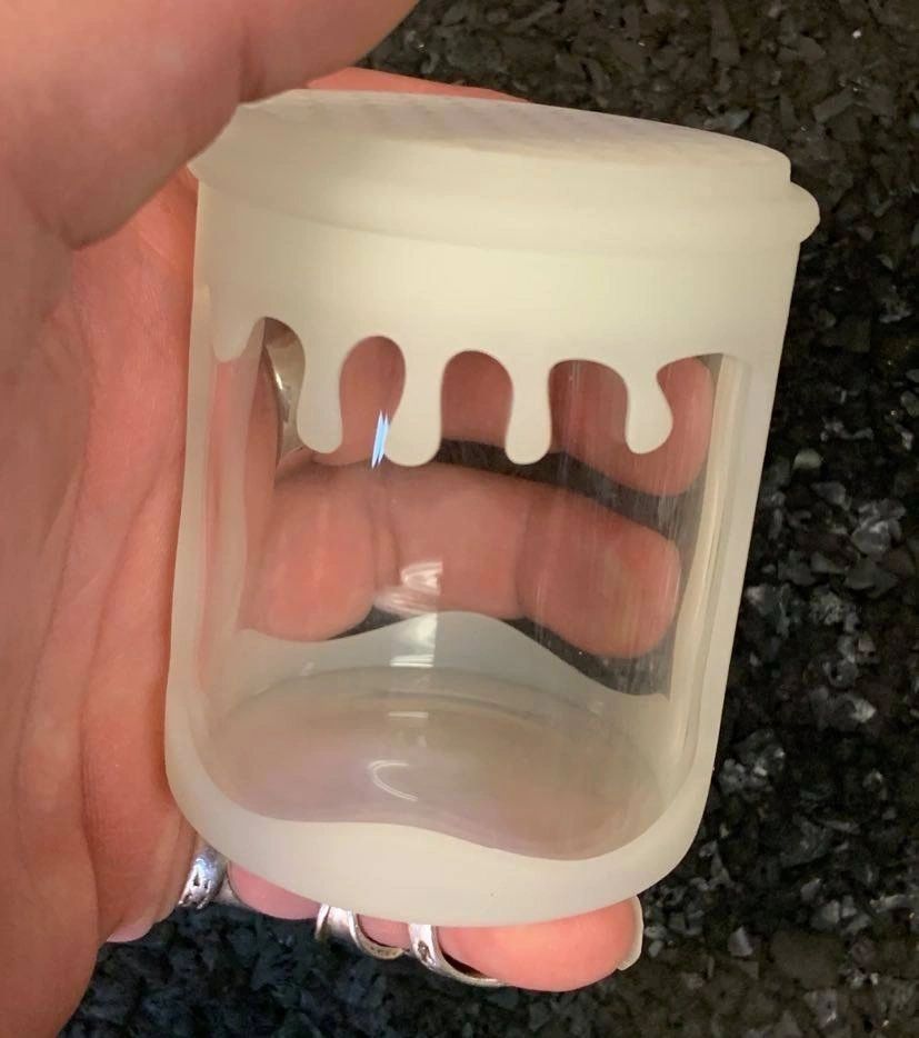 Glow in the Dark Silicone / Glass Storage Jar - 2.25 x 2.5"