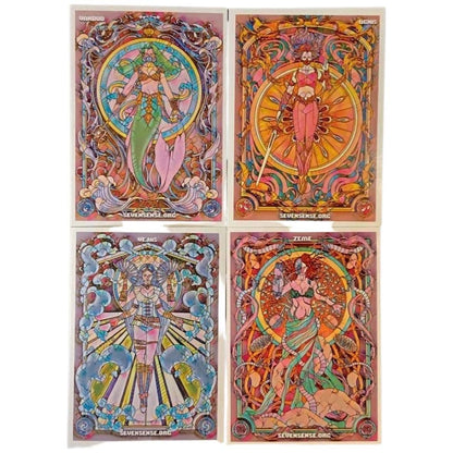 Quadrasesery / Element Goddesses: Stained Glass Design - 4 Sticker Set (2.5 x 3.5") Handpedia