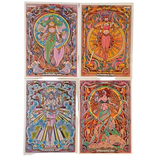Quadrasesery / Element Goddesses: Stained Glass Design - 4 Sticker Set (2.5 x 3.5") Handpedia