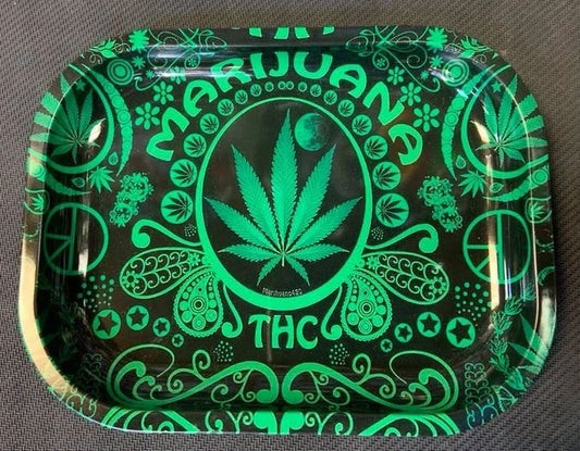 MJ THC - 5.5" x 7" Rolling Tray with matching magnetic lid