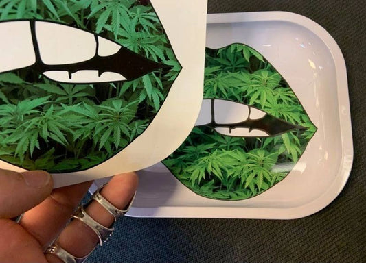 (Weed Lips) The Bite - 5.5" x 7" Rolling Tray with matching magnetic lid