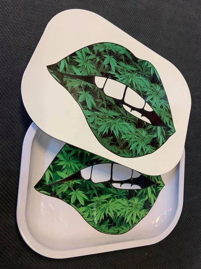 (Weed Lips) The Bite - 5.5" x 7" Rolling Tray with matching magnetic lid