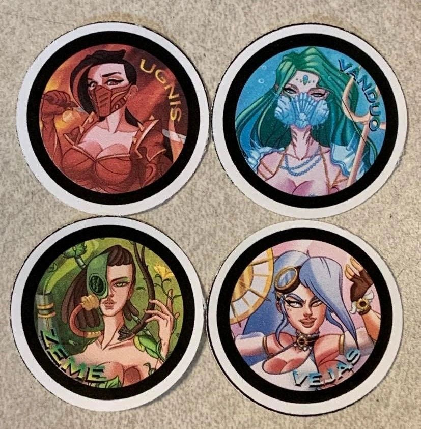 Quadrasesery / Element Goddesses 4 Piece 1.25" Button (or Magnet) Set Staoix