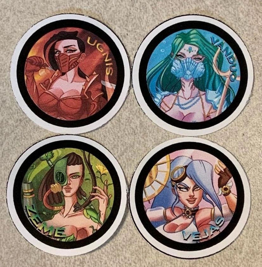 Quadrasesery / Element Goddesses 4 Piece 1.25" Button (or Magnet) Set Staoix