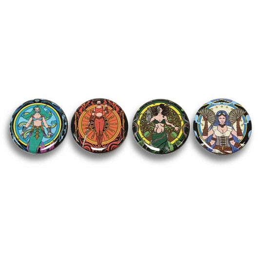 Quadrasesery / Element Goddesses 4 Piece 1.25" Button (or Magnet) Set Handpedia