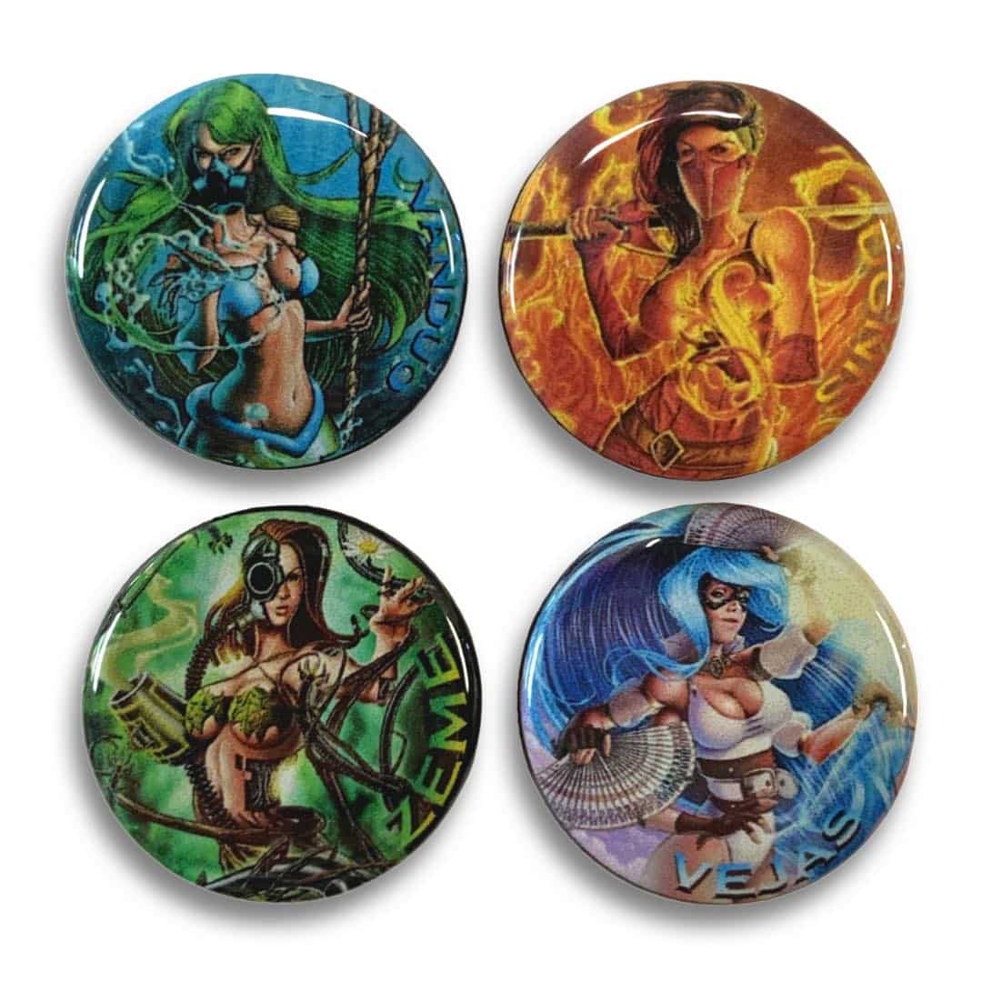 Quadrasesery / Element Goddesses 4 Piece 1.25" Button (or Magnet) Set MOTA