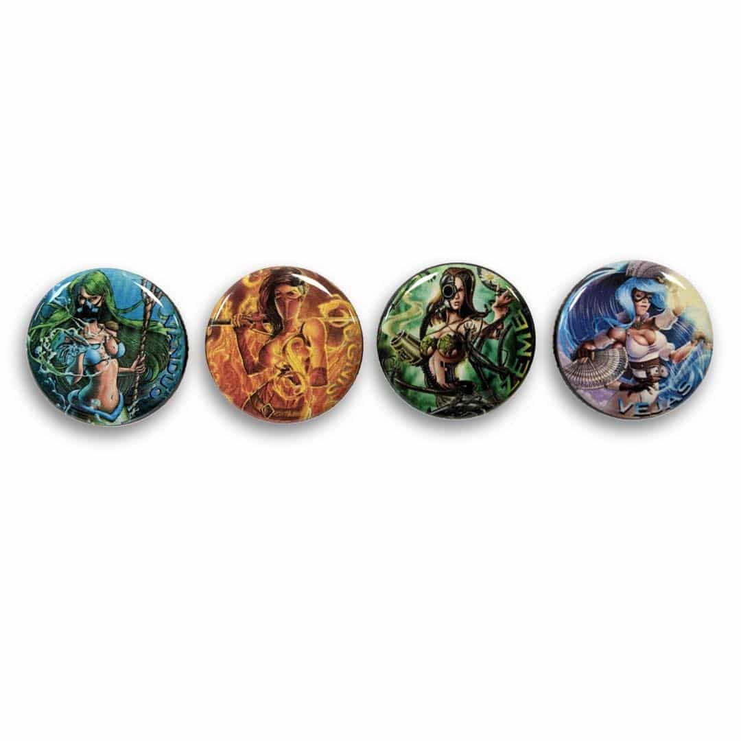 Quadrasesery / Element Goddesses 4 Piece 1.25" Button (or Magnet) Set MOTA